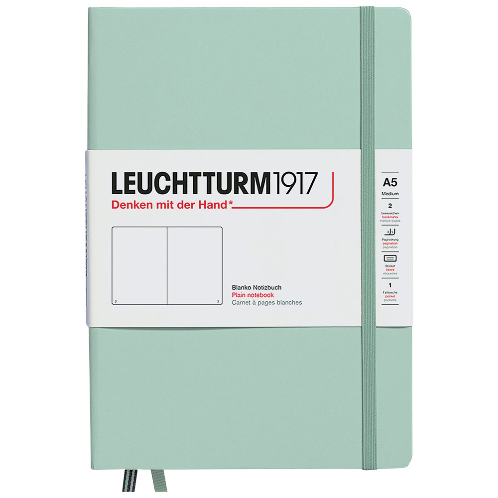 LEUCHTTURM1917 Notebook Medium A5 Hardcover 5 3 4 X8 1 4 Plain Mint Green