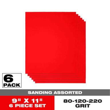 9X11 ASSRT GRIT SAND SHEET 6PK