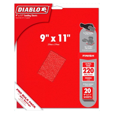 9X11" SANDING SHEET 220GR 20PK