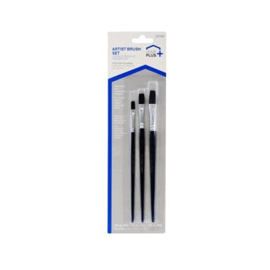 3PK Flat Artist Paint Brush Set
