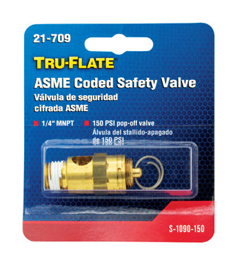 Tru-Flate Brass Safety Valve 1/4 in. Male  1 1 pc