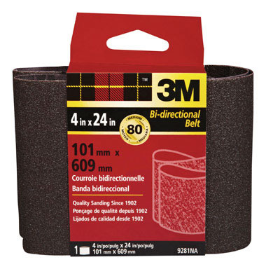 3M : 4"X24" 80 GRIT SANDING BELT