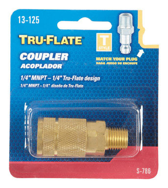 Tru-Flate Brass Quick Change Coupler 1/4  Male  1 1 pc