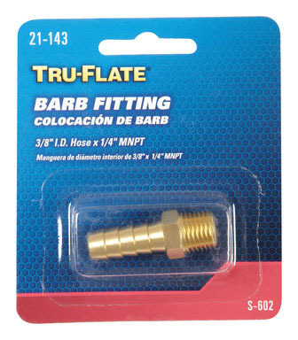 Tru-Flate Brass Barb Hose Fitting 3/8  Male  1 1 pc