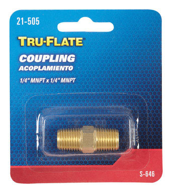 Tru-Flate Brass Coupling 1/4 in. Male  1 1 pc