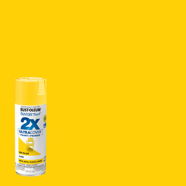 Rust-Oleum Painter's Touch 2X Ultra Cover Gloss Sun Yellow Paint + Primer Spray Paint 12 oz