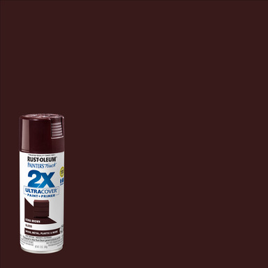 Rust-Oleum Painter's Touch 2X Ultra Cover Gloss Kona Brown Paint + Primer Spray Paint 12 oz
