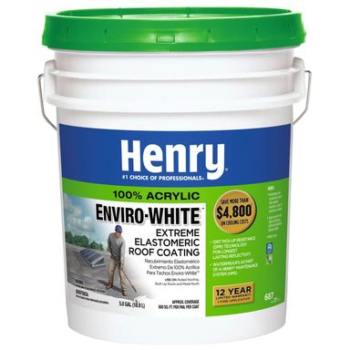 Henry Smooth White Water Based Roof Coating 4-3/4 gal