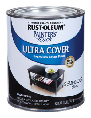 Rust-Oleum Painters Touch Ultra Cover Semi-Gloss Black Water-Based Paint Exterior and Interior 250 g