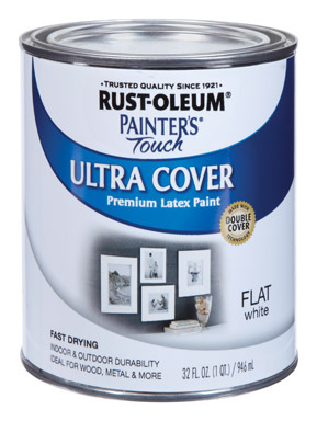 Rust-Oleum Painters Touch Ultra Cover Flat White Water-Based Paint Exterior and Interior 250 g/L 1 q