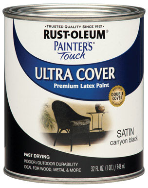 Rust-Oleum Ultra Cover Satin Canyon Black Paint Exterior and Interior 250 g/L 1 qt