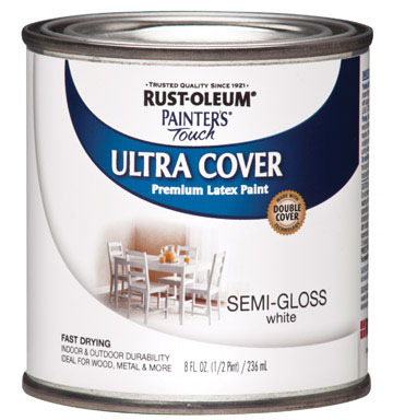 Rust-Oleum Painters Touch Ultra Cover Semi-Gloss White Water-Based Ultra Cover Paint Exterior and In