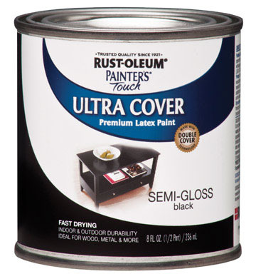 Rust-Oleum Painters Touch Ultra Cover Semi-Gloss Black Water-Based Ultra Cover Paint Exterior and In