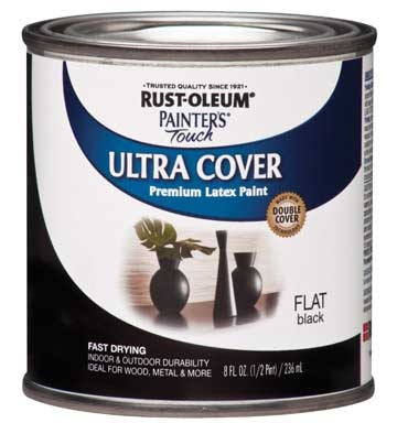 Rust-Oleum Painters Touch Ultra Cover Flat Black Water-Based Ultra Cover Paint Exterior and Interior
