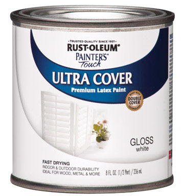 Rust-Oleum Painters Touch Ultra Cover Gloss White Water-Based Ultra Cover Paint Exterior and Interio