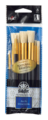 STENCIL BRUSH WOOD 8PK