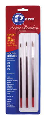 3PC. ARTIST BRUSH RED SABLE