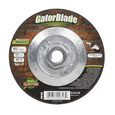 Gator 4-1/2 in. D X 1/4 in. thick T X 5/8-11 in. S Masonry Grinding Wheel 1 pc