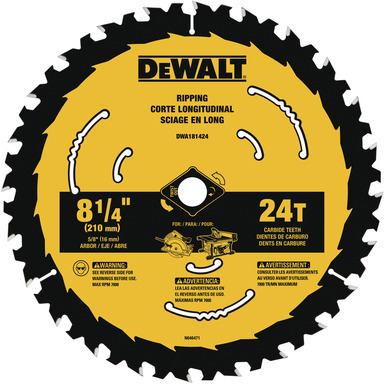 DeWalt 8-1/4 in. D X 5/8 in. S Tungsten Carbide Circular Saw Blade 24 teeth 1 pk