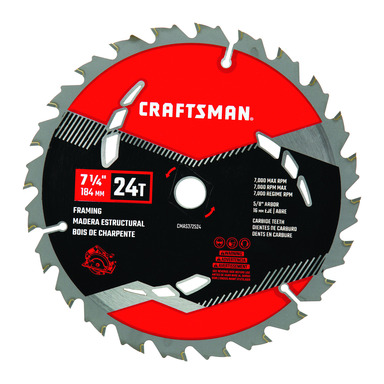 Craftsman 7-1/4 in. D X 5/8 in. S High Performance Carbide Circular Saw Blade 24 teeth 1 pk