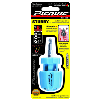 Screwdriver Stubby Multi-bit 6pc