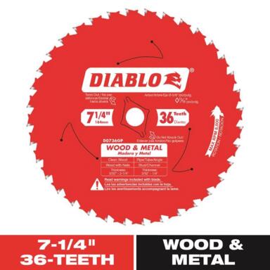 Wd Mtl Saw Bld 7-1/4" 36t