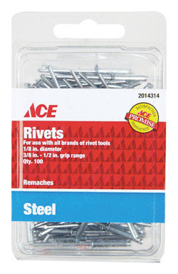 1/8x1/2" Ace Remaches 100pk