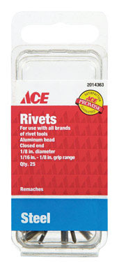 RIVET AL/ST 1/8X1/8"PK25