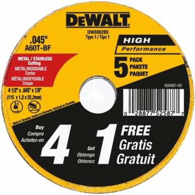DW 5PK 4-1/2" Cutting Wheel
