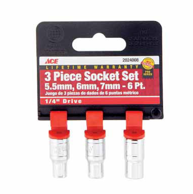 3PC. 1/4"DR. MM SOCKET SET