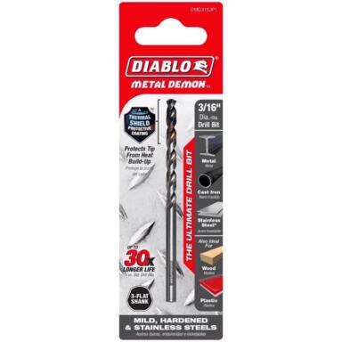 Drill Bit 3-flt 3/16" 1pc Diablo