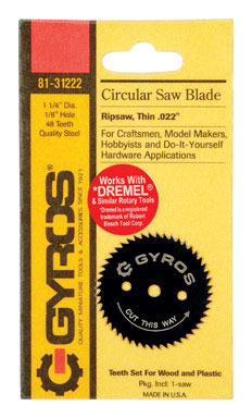 Gyros Tools 1-1/4 in. D X 1/8 in. S Ripsaw Steel Circular Saw Blade 48 teeth 1 pc