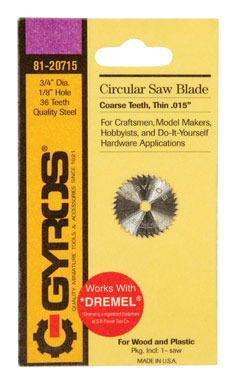 Gyros Tools 3/4 in. D X 1/8 in. S Coarse Steel Circular Saw Blade 36 teeth 1 pk