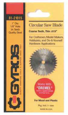 Gyros Tools 1 in. D X 1/8 in. S Coarse Steel Circular Saw Blade 34 teeth 1 pk
