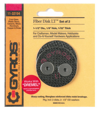 Gyros Tools Fiber Disk LT 1-1/2 in. D X 1/8 in. S Fiberglass Low Tensile Strength Cutting Disc 2 pc