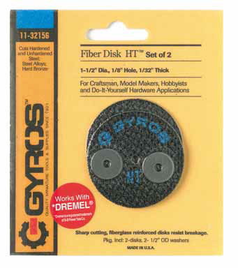 Gyros Tools Fiber Disk HT 1-1/2 in. D X 1/8 in. S Fiberglass Cutting Disc 2 pc