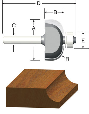 ROUTER BIT 3/8R COVE