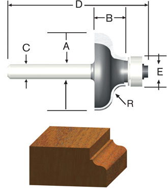 ROUTER BIT 3/16R OGEE