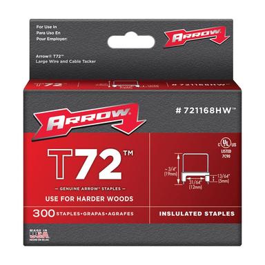 Arrow T72 3/4 in. L 15 Ga. Wide Crown Insulated Staples 300 pk