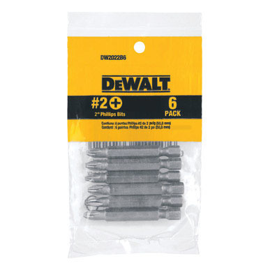 Power Bit 2" Ph#2 6pk Dewalt