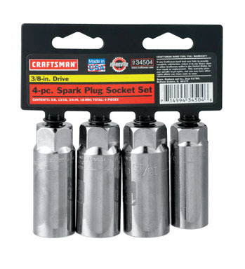 Craftsman 3/8 in. drive S Metric and SAE 6 Point Standard Spark Plug Socket Set 4 pc