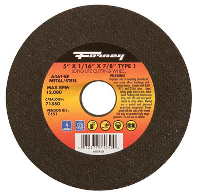Forney 5 in. D X 7/8 in. S Aluminum Oxide Metal Cut-Off Wheel 1 pc
