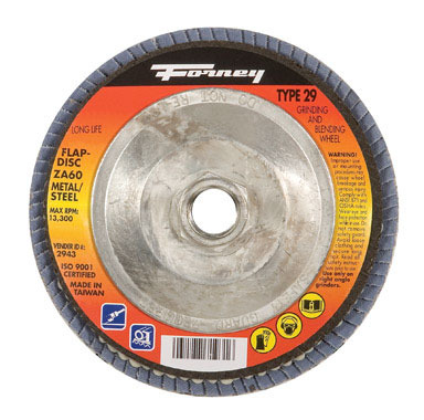 Forney 4-1/2 in. D X 5/8-11 in. S Zirconia Aluminum Oxide Flap Disc 60 Grit 1 pc