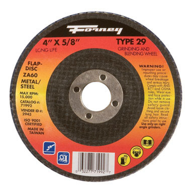 Forney 4 in. D X 5/8 in. S Zirconia Aluminum Oxide Flap Disc 60 Grit 1 pc
