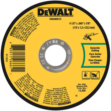 DeWalt 4-1/2 in. D X 7/8 in. S Aluminum Oxide Masonry Cutting Wheel 1 pc