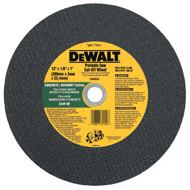 DeWalt 12 in. D X 1 in. S Aluminum Oxide Masonry Cut-Off Wheel 1 pc