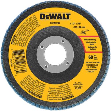 DeWalt 4-1/2 in. D X 7/8 in. S Zirconia Type 29 Flap Disc 60 Grit 1 pc