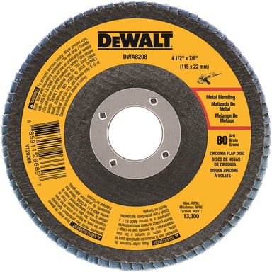 DeWalt 4-1/2 in. D X 5/8-11 in. S Zirconia Type 29 Flap Disc 80 Grit 1 pc