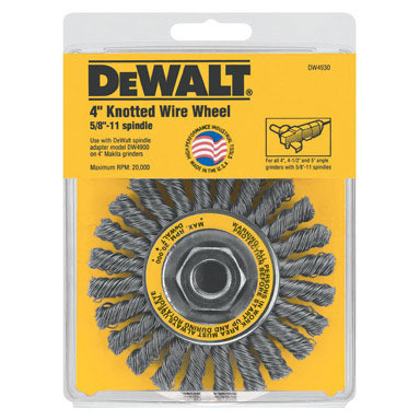 DeWalt High Performance 4 in. Knotted Wire Wheel Brush Carbon Steel 20000 rpm 1 pc