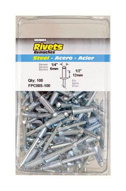 RIVET ST 1/4"X1/2" 100PK